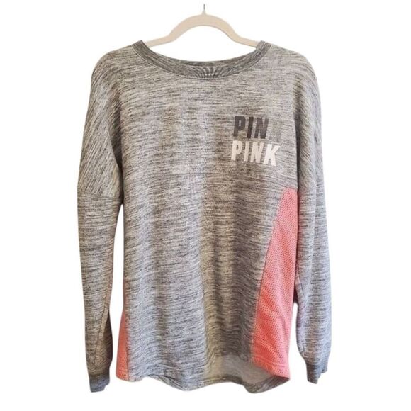 VICTORIA'S SECRET PINK Grey Marbled Sweatshirt w/Pink Venting Size XS - Picture 1 of 8